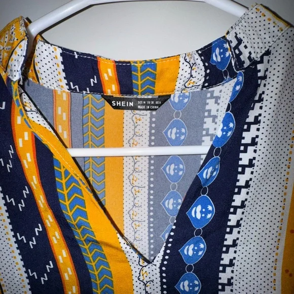 SHEIN Yellow and Blue Striped Dress - Picture 3 of 5